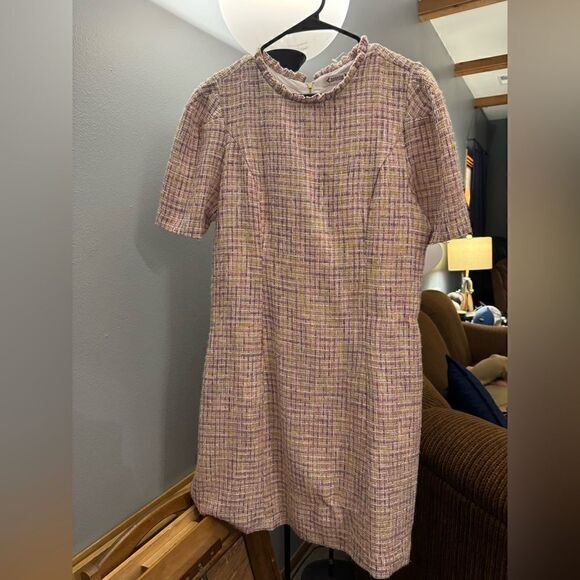 Nanette Lepore Ruffle Neck Tweed Shift Dress Size 16 NWT Pink - Picture 8 of 10